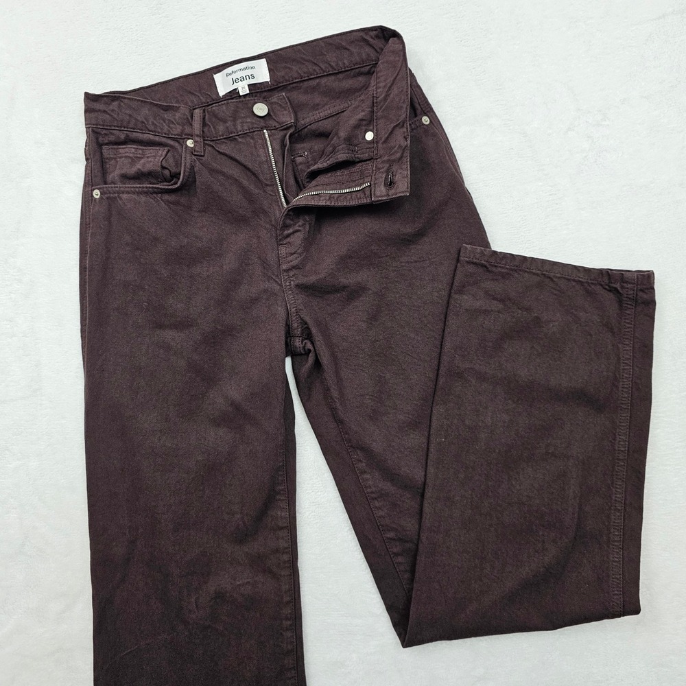 Reformation Val 90s Mid Rise Straight Jeans Womens 26x33 Brown Minimalist